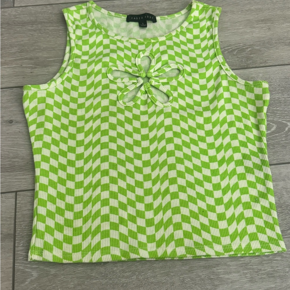 Trendy Green Checkered Top